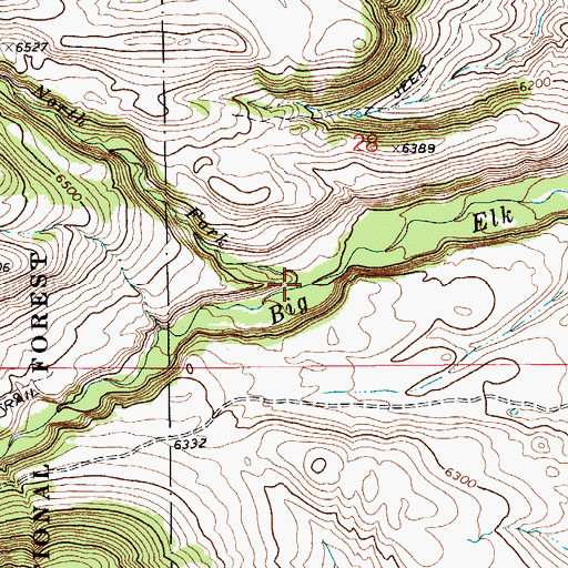 Topographic Map of North Fork Big Elk Creek, MT
