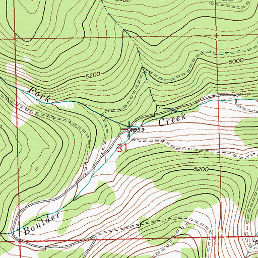 Topographic Map of North Fork Boulder Creek, MT