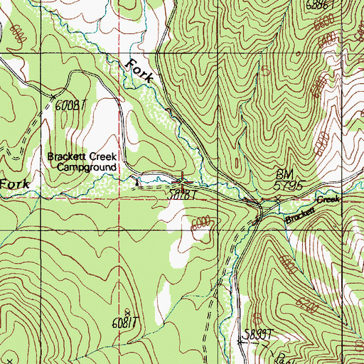 Topographic Map of North Fork Brackett Creek, MT