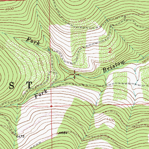 Topographic Map of North Fork Bristow Creek, MT