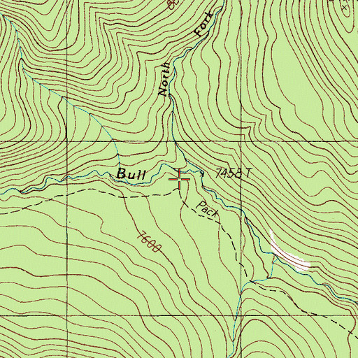 Topographic Map of North Fork Bull Creek, MT