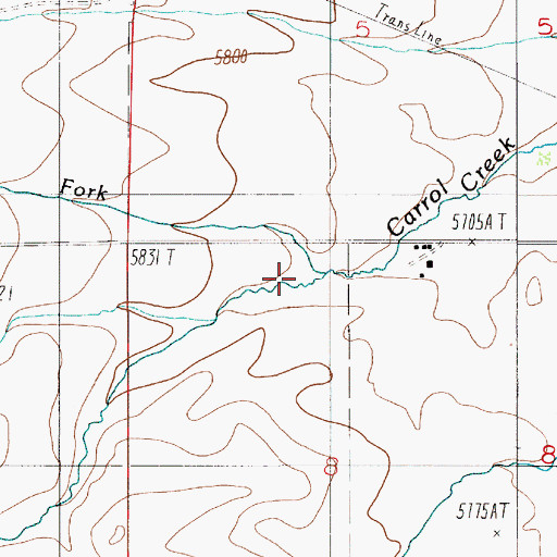 Topographic Map of North Fork Carrol Creek, MT