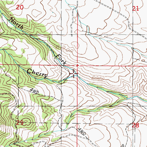 Topographic Map of North Fork Cherry Creek, MT