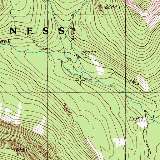 Topographic Map of North Fork Clover Creek, MT