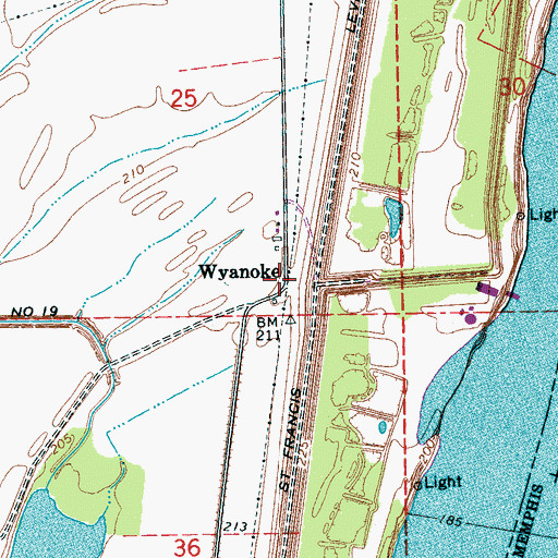 Topographic Map of Wyanoke, AR