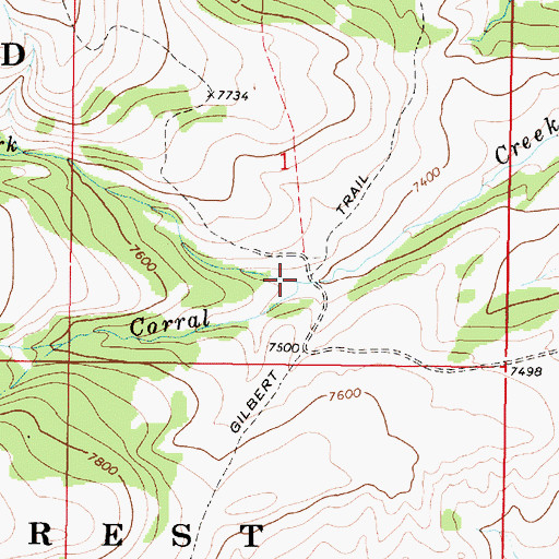 Topographic Map of North Fork Corral Creek, MT