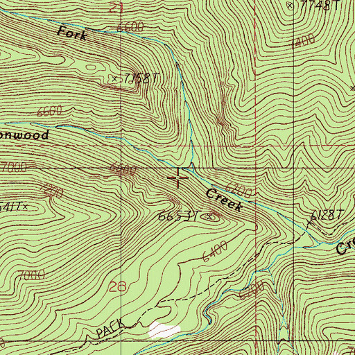 Topographic Map of North Fork Cottonwood Creek, MT