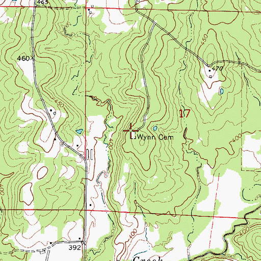 Topographic Map of Wynn Cemetery, AR