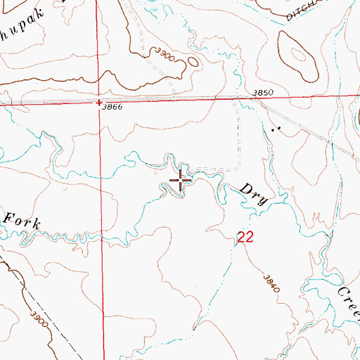 Topographic Map of North Fork Dry Creek, MT