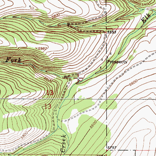 Topographic Map of North Fork Elk Creek, MT
