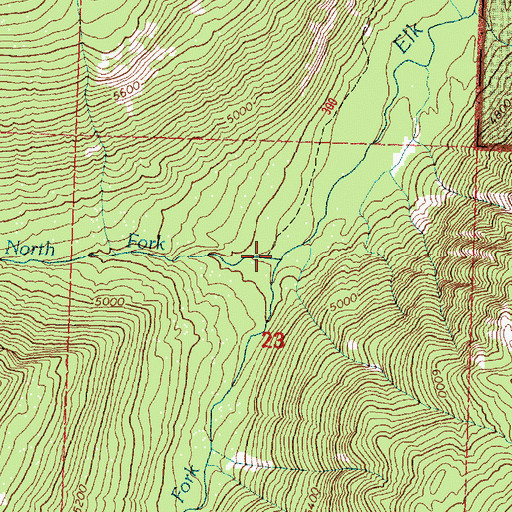 Topographic Map of North Fork Elk Creek, MT