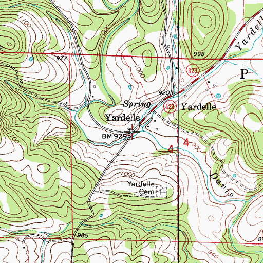 Topographic Map of Yardelle, AR
