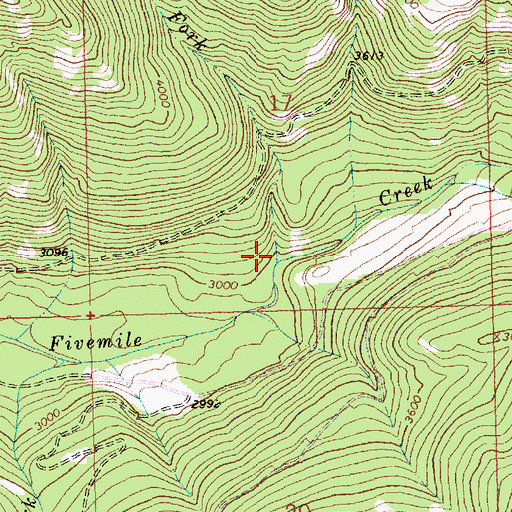 Topographic Map of North Fork Fivemile Creek, MT