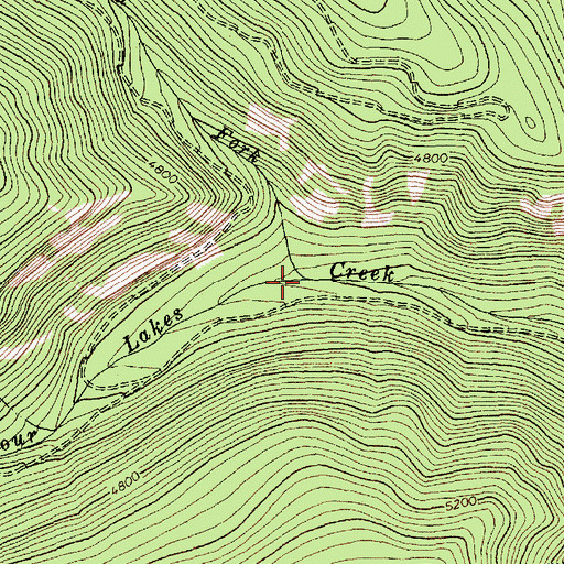 Topographic Map of North Fork Four Lakes Creek, MT