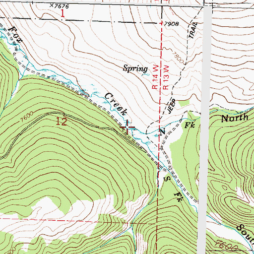 Topographic Map of North Fork Fox Creek, MT