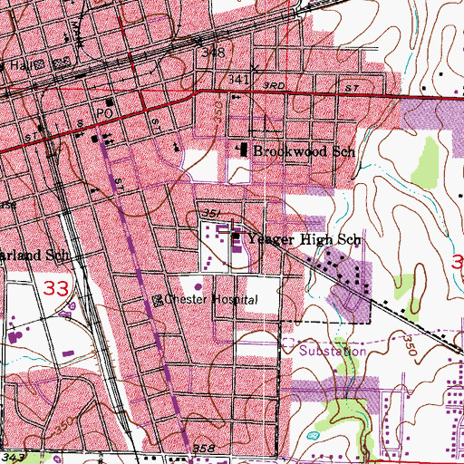Topographic Map of Yeager High School, AR