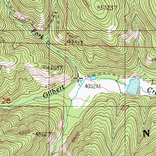 Topographic Map of North Fork Gilbert Creek, MT