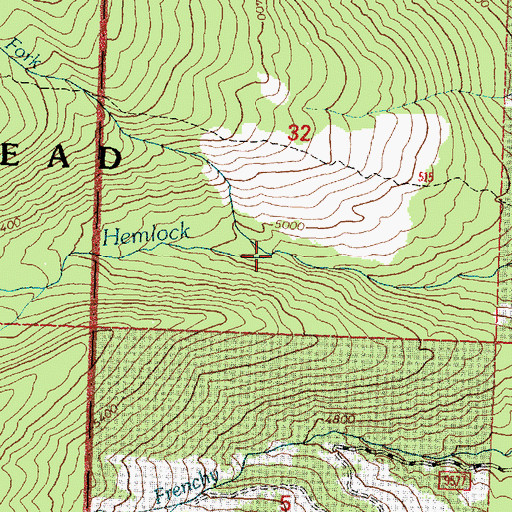 Topographic Map of North Fork Hemlock Creek, MT
