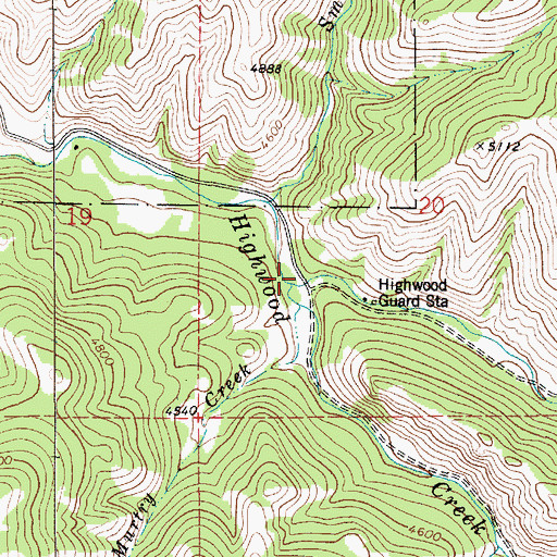 Topographic Map of North Fork Highwood Creek, MT