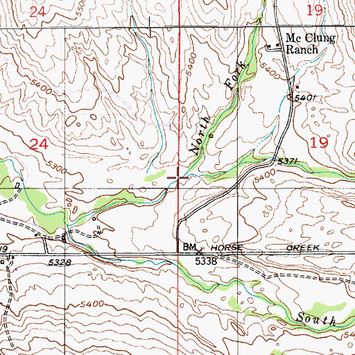 Topographic Map of North Fork Horse Creek, MT