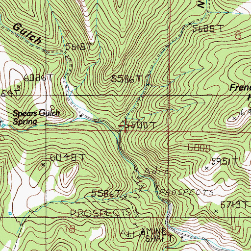 Topographic Map of North Fork Johnny Gulch, MT