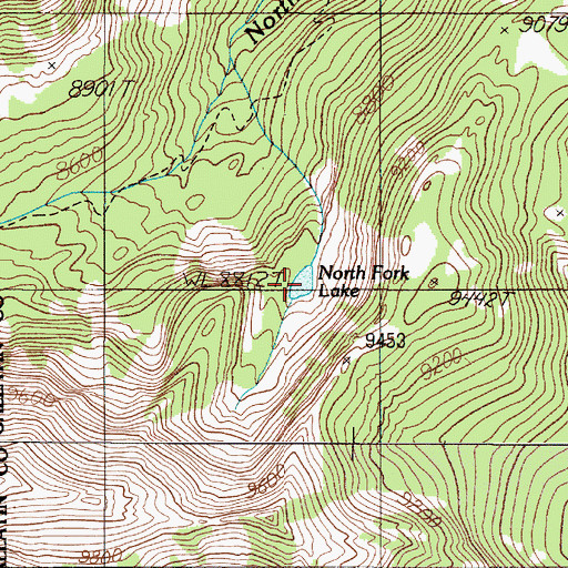 Topographic Map of North Fork Lake, MT