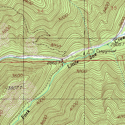 Topographic Map of North Fork Little Joe Creek, MT