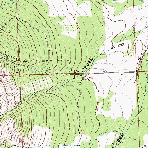 Topographic Map of North Fork Owings Creek, MT