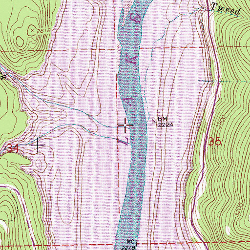 Topographic Map of North Fork Parsnip Creek, MT
