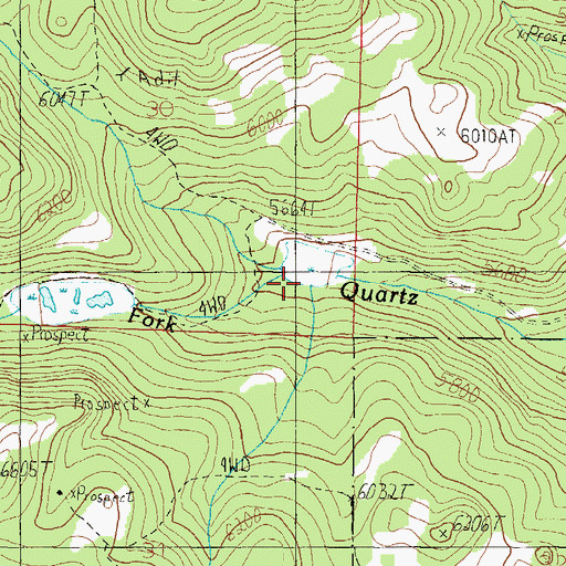 Topographic Map of North Fork Quartz Creek, MT