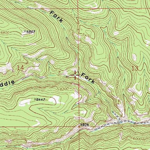 Topographic Map of North Fork Rickard Coulee, MT