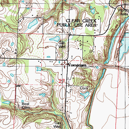 Topographic Map of Yoestown, AR