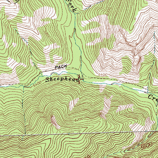 Topographic Map of North Fork Sheephead Creek, MT