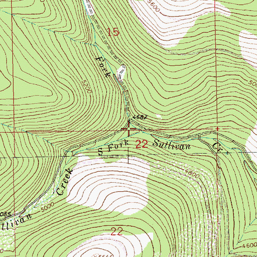 Topographic Map of North Fork Sullivan Creek, MT