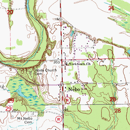 Topographic Map of Yorktown First Baptist Church, AR