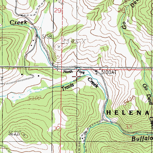 Topographic Map of North Fork Travis Creek, MT
