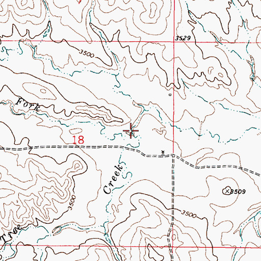 Topographic Map of North Fork Two Tree Creek, MT