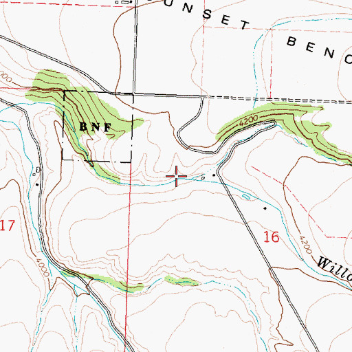 Topographic Map of North Fork Willoughby Creek, MT