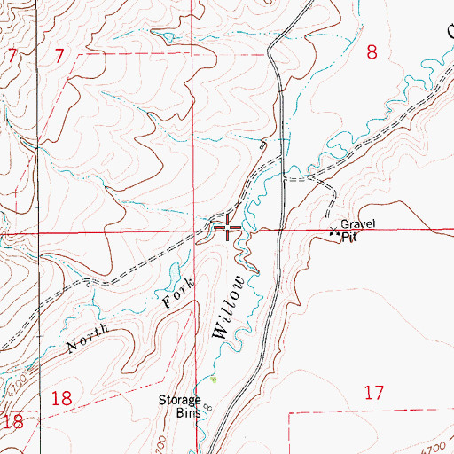 Topographic Map of North Fork Willow Creek, MT