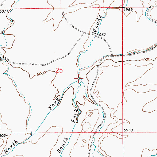Topographic Map of North Fork Woods Gulch Creek, MT