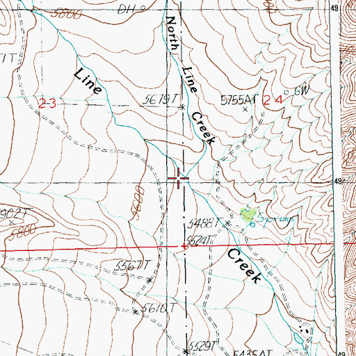 Topographic Map of North Line Creek, MT