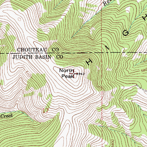 Topographic Map of North Peak, MT