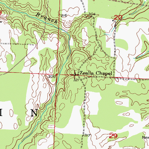 Topographic Map of Zealia Chapel, AR