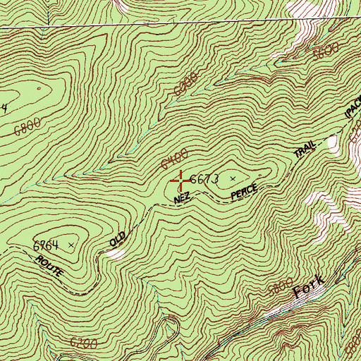 Topographic Map of North Route of Old Nez Perce Trail, MT