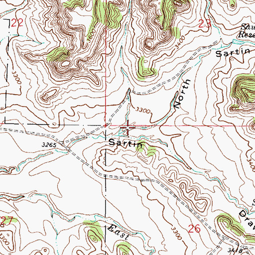 Topographic Map of North Sartin Draw, MT