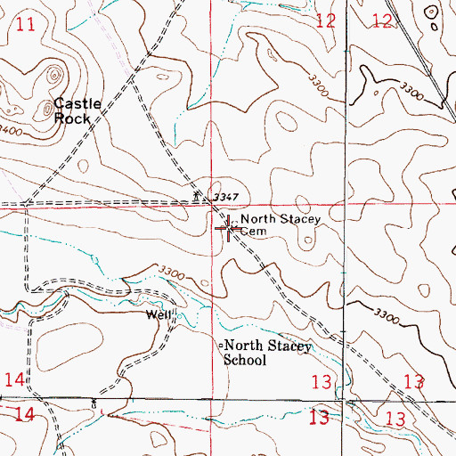 Topographic Map of North Stacey Cemetery, MT