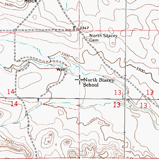 Topographic Map of North Stacey School (historical), MT