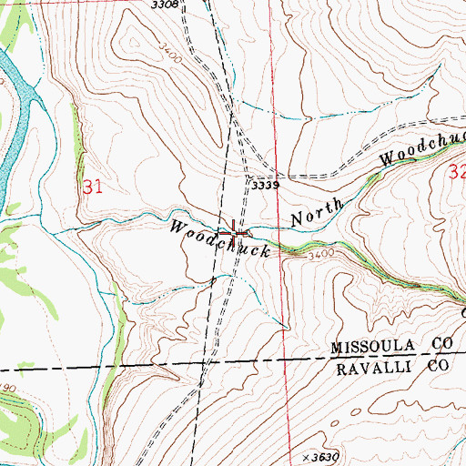 Topographic Map of North Woodchuck Creek, MT