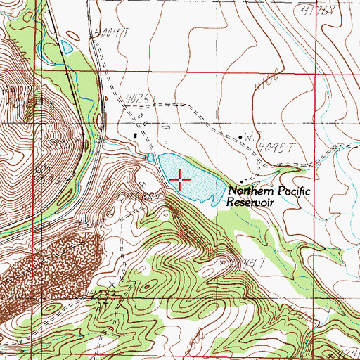 Topographic Map of Northern Pacific Reservoir, MT