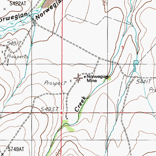 Topographic Map of Norwegian Mine, MT